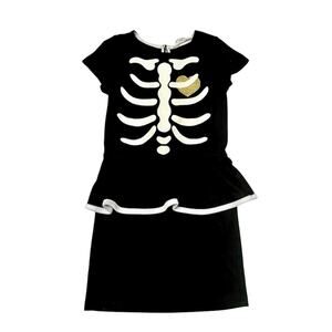 H&M Skeleton Halloween Peplum Dress Size 4-6